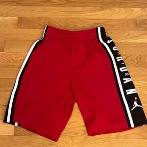 Jordan Kids Red and Black Shorts size M (10-12)